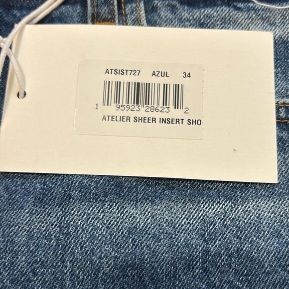 FRAME Atelier Sheer Inset Denim Shorts In Azul Size 34 Womens New - Picture 5 of 5